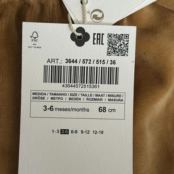 ZARA Baby | Mustard | COTTON VELOUR PLAYSUIT - Picture 6 of 7